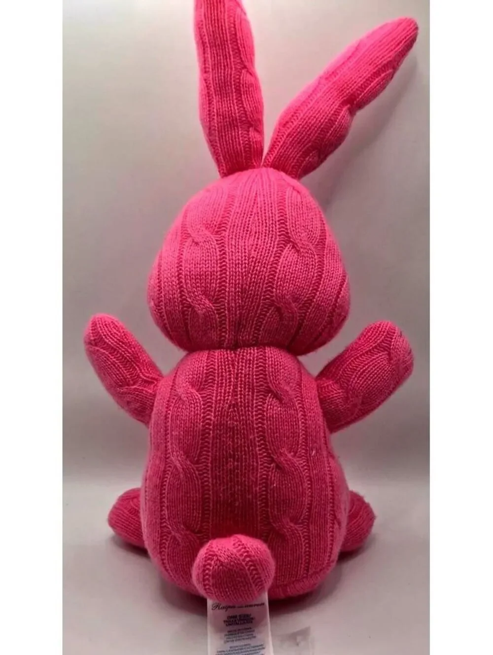 Ralph Lauren Pink Cashmere Cable Knit Bunny Rabbit Stuffed Plush Toy